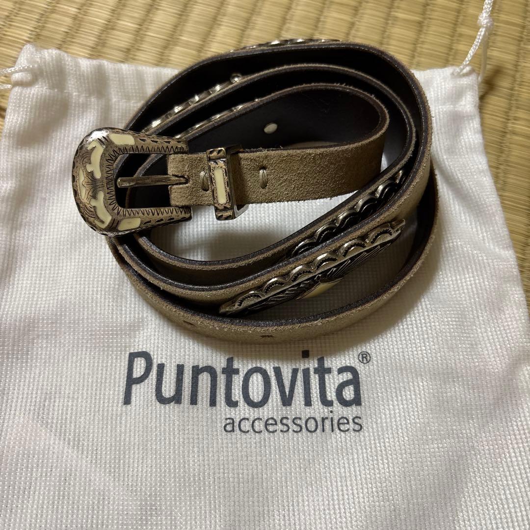 Puntovita 本革 コンチョベルト　グレージュ PUNTOVITA プントヴィータ ベルト コンチョベルト レディース メンズ