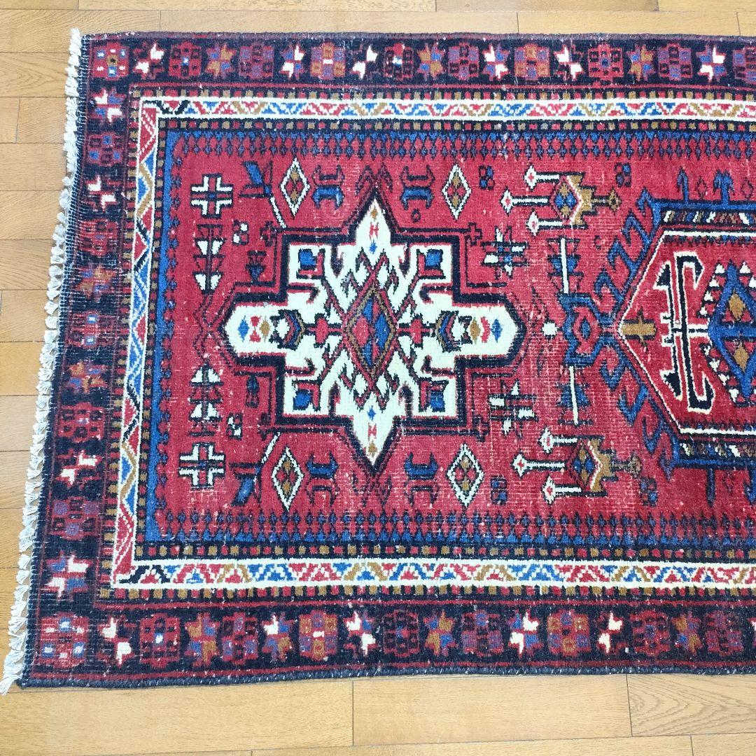 ヴィンテージラグ　トライバルラグ　インド産 色枯れの美 アンティーク アフガニスタン トライバルラグ 手織り絨毯