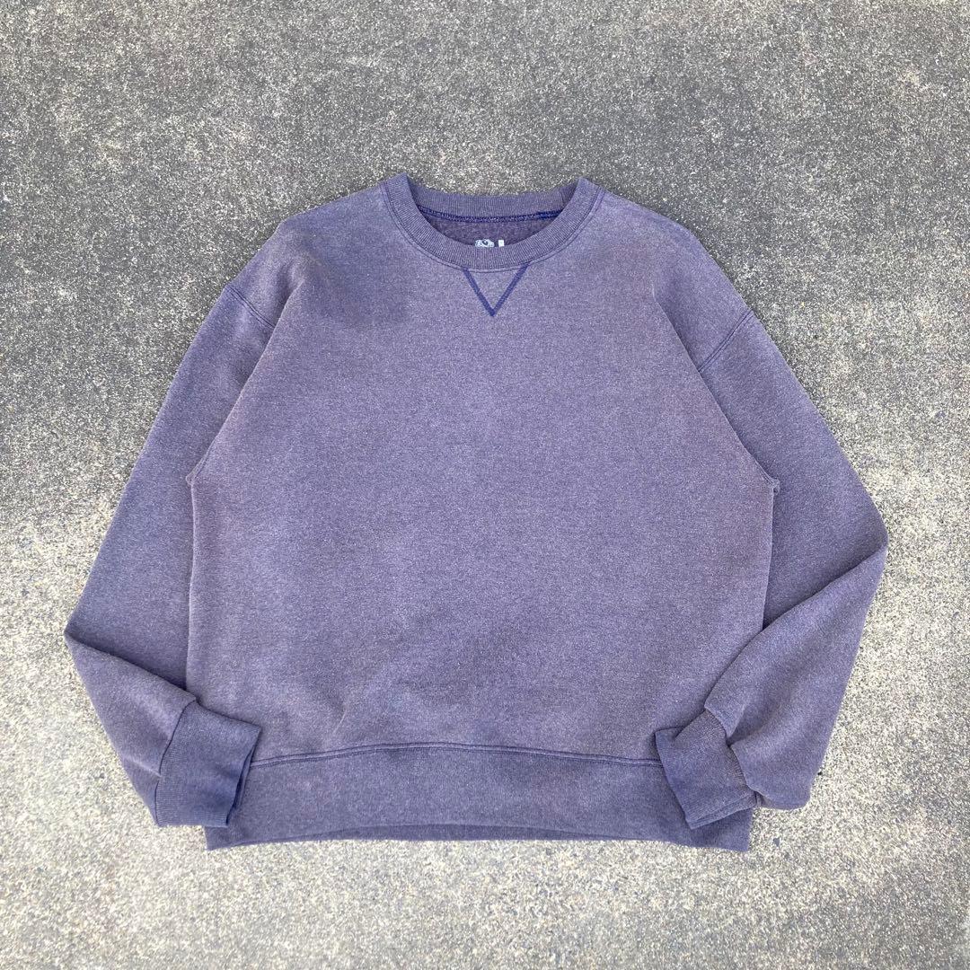 鬼フェード フルーツオブザルーム 前Vプレーンスウェット M-L ナス紺