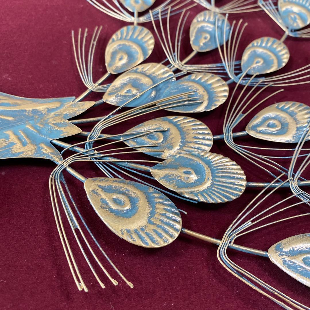 銅版画 彫刻 オブジェ 金属工芸 孔雀の装飾 イタリア ビンテージ