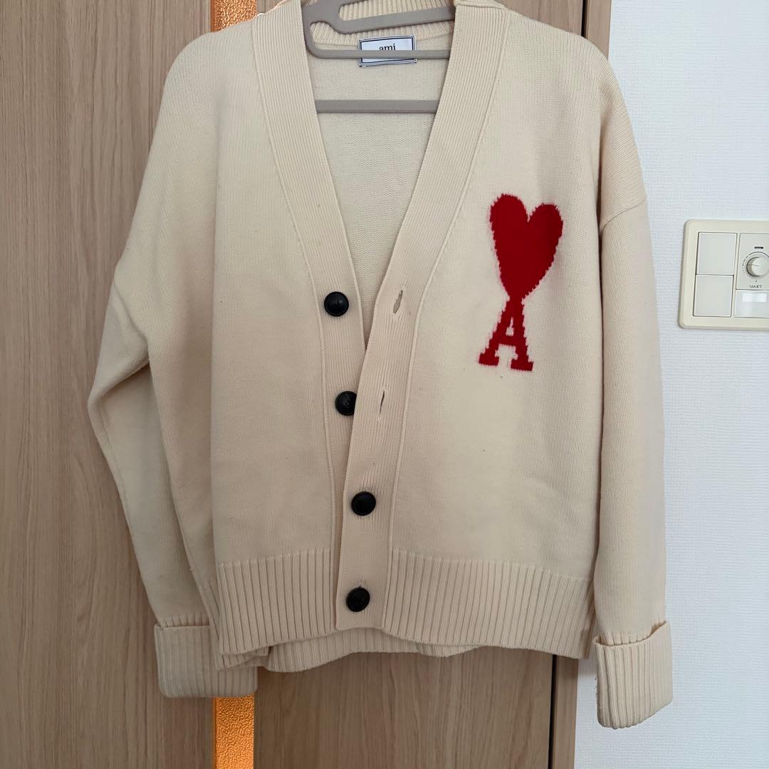 アミパリス ニット カーディガン 国内正規品 AMI PARIS (アミパリス) 胸ロゴ ニット カーディガン Ami de Coeur