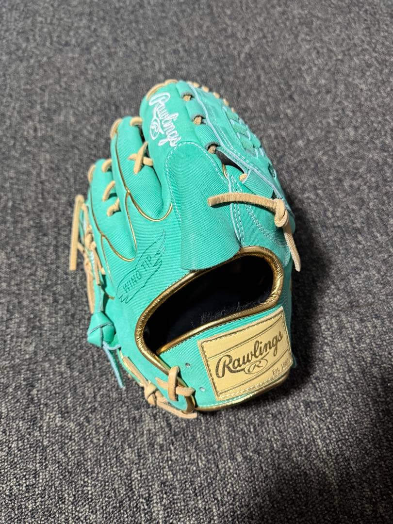 【極美品】Rawlings 投手用 右投 軟式 グリーン ミント 野球 軟式 HYPER TECH COLOR SYNC [投手用] サイズ11.75 | グラブ