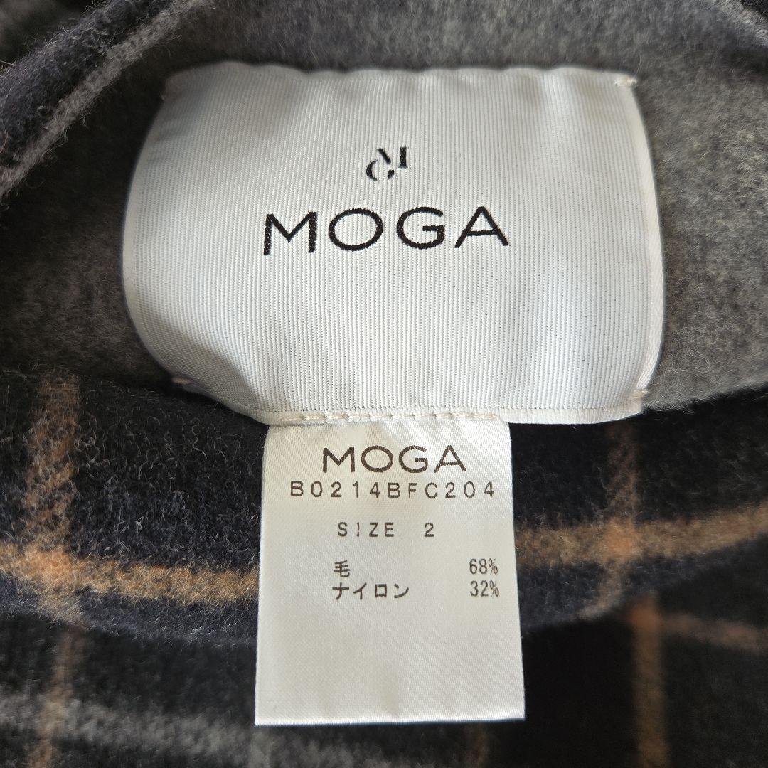 モガ グレー&チェックのリバーシブル 2フェイスWoolコート