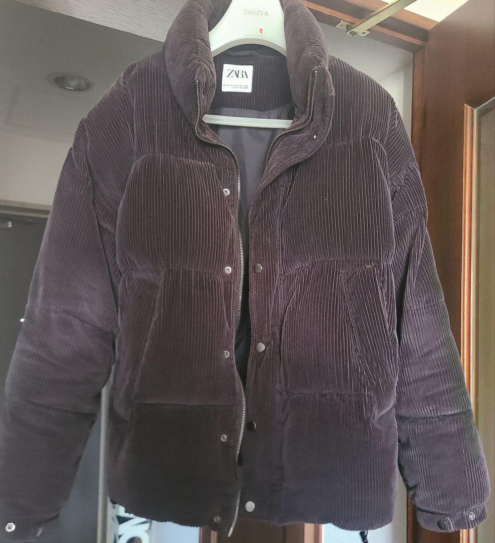 ZARA コーデュロイ ダウンジャケット 黒 ブラック - メルカリ