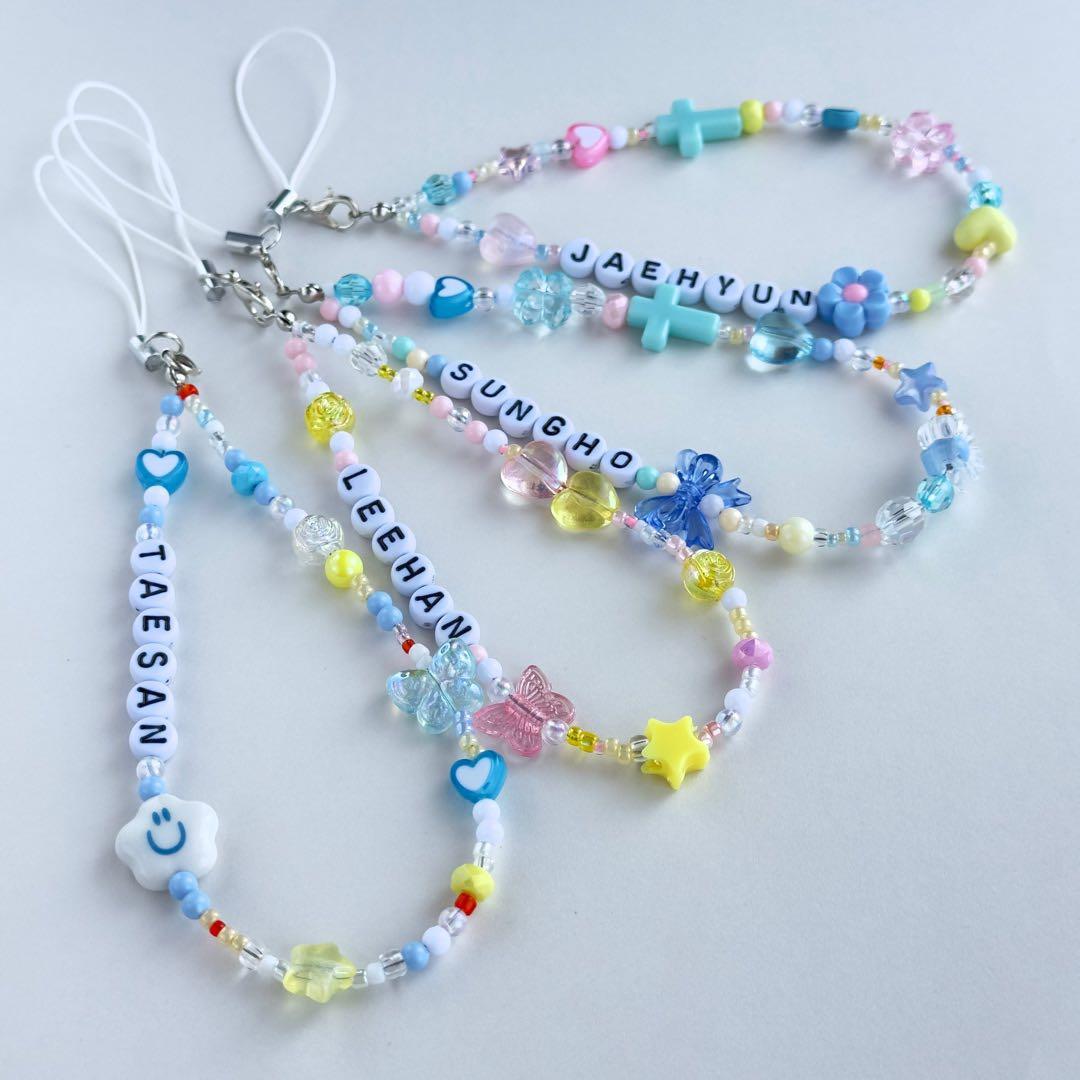 オーダー可 名前入りビーズストラップ 韓国/カスタム/推し活