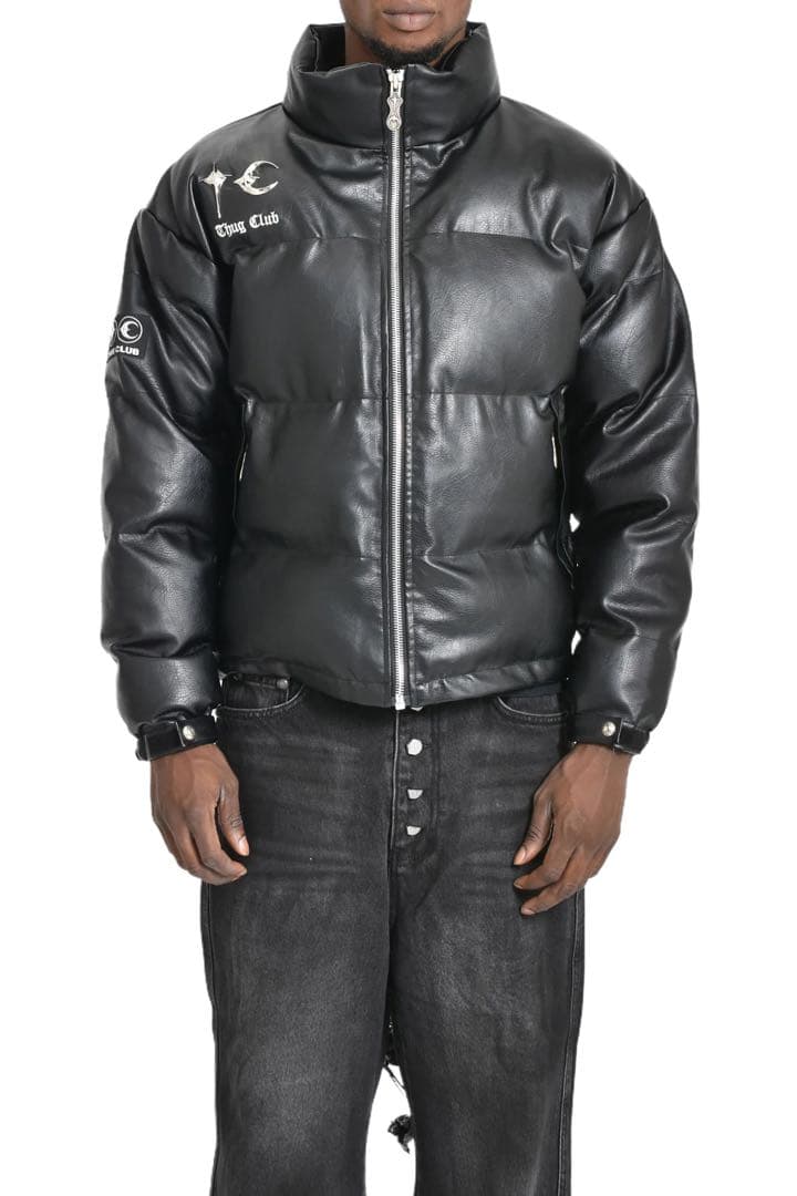 TC LEATHER PUFFER JACKET Thug Club ダウン - メルカリ