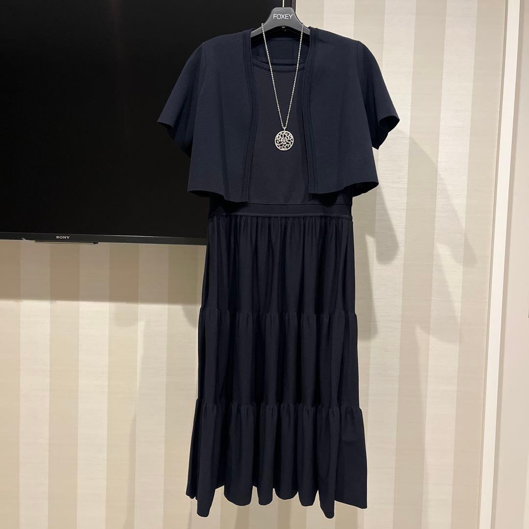 フォクシー✨ネイビー ノースリーブワンピース セット40 - メルカリ