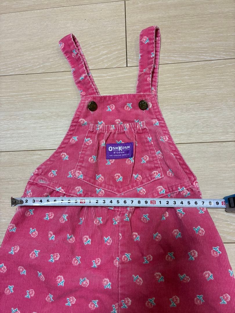 oshkosh 4t コーデュロイオーバーオール サロペ ピンク 花柄 古着
