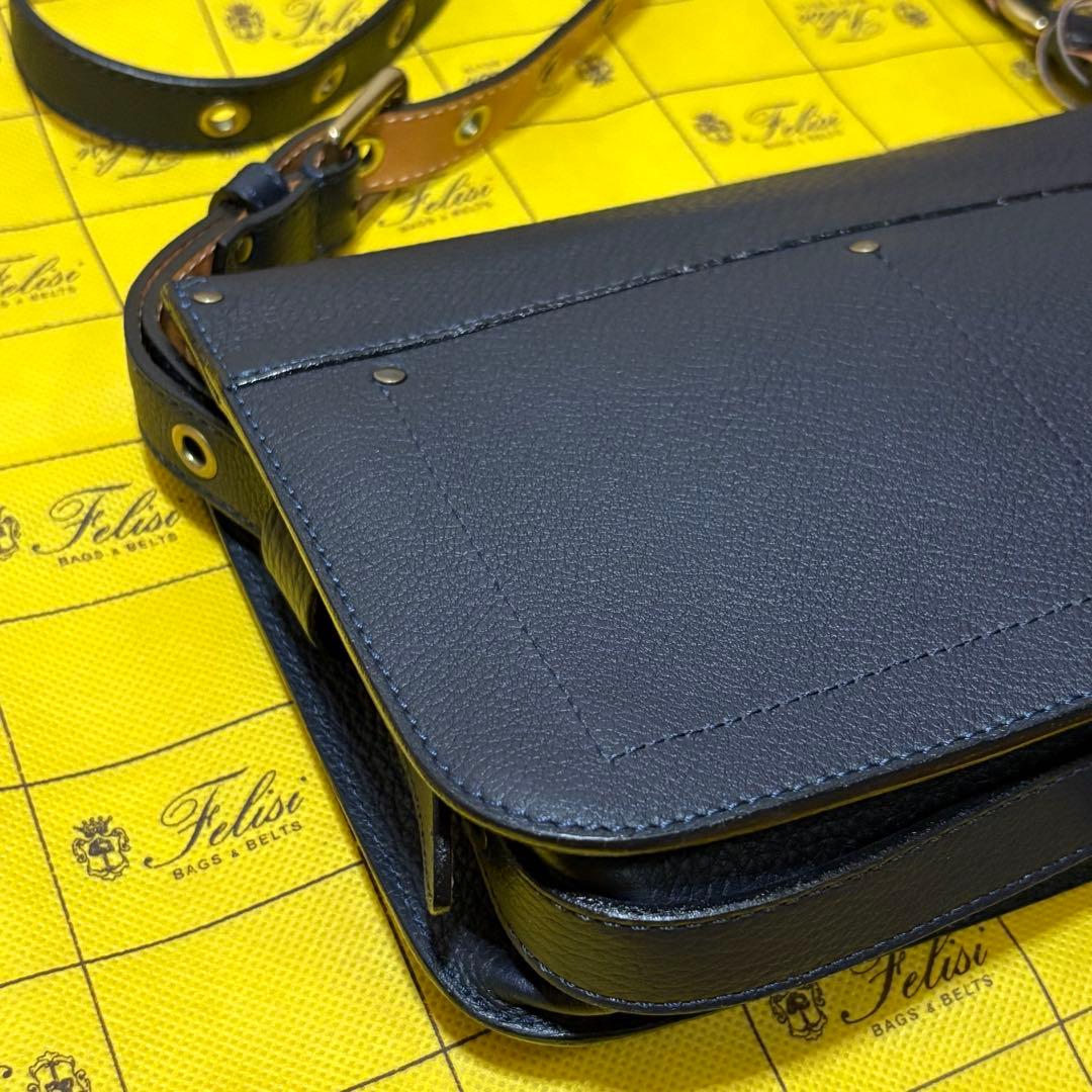 激レア！！【Felisi】 コレクションレザー ショルダーバッグ(ネイビー