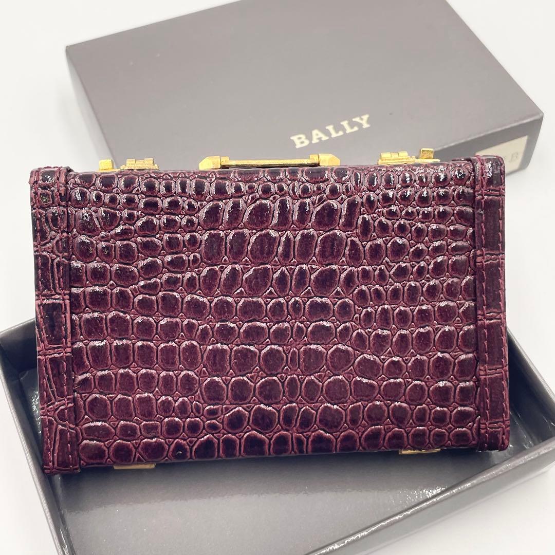 激レア•美品】 BALLY アタッシュケース型カードケース クロコ パープル