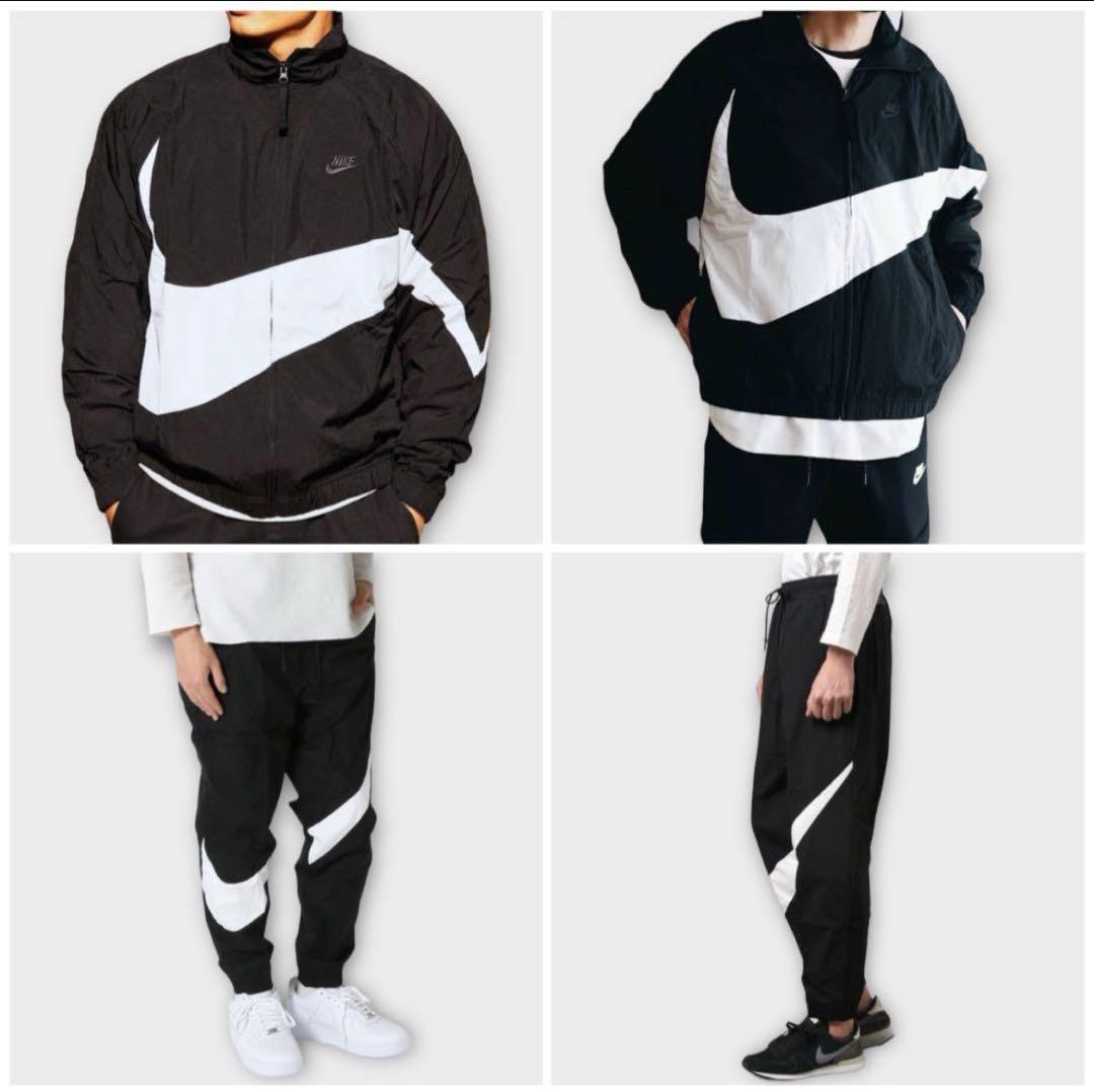XL NIKE ビッグスウッシュ セットアップ ウーブン ジャケット 上下 黒