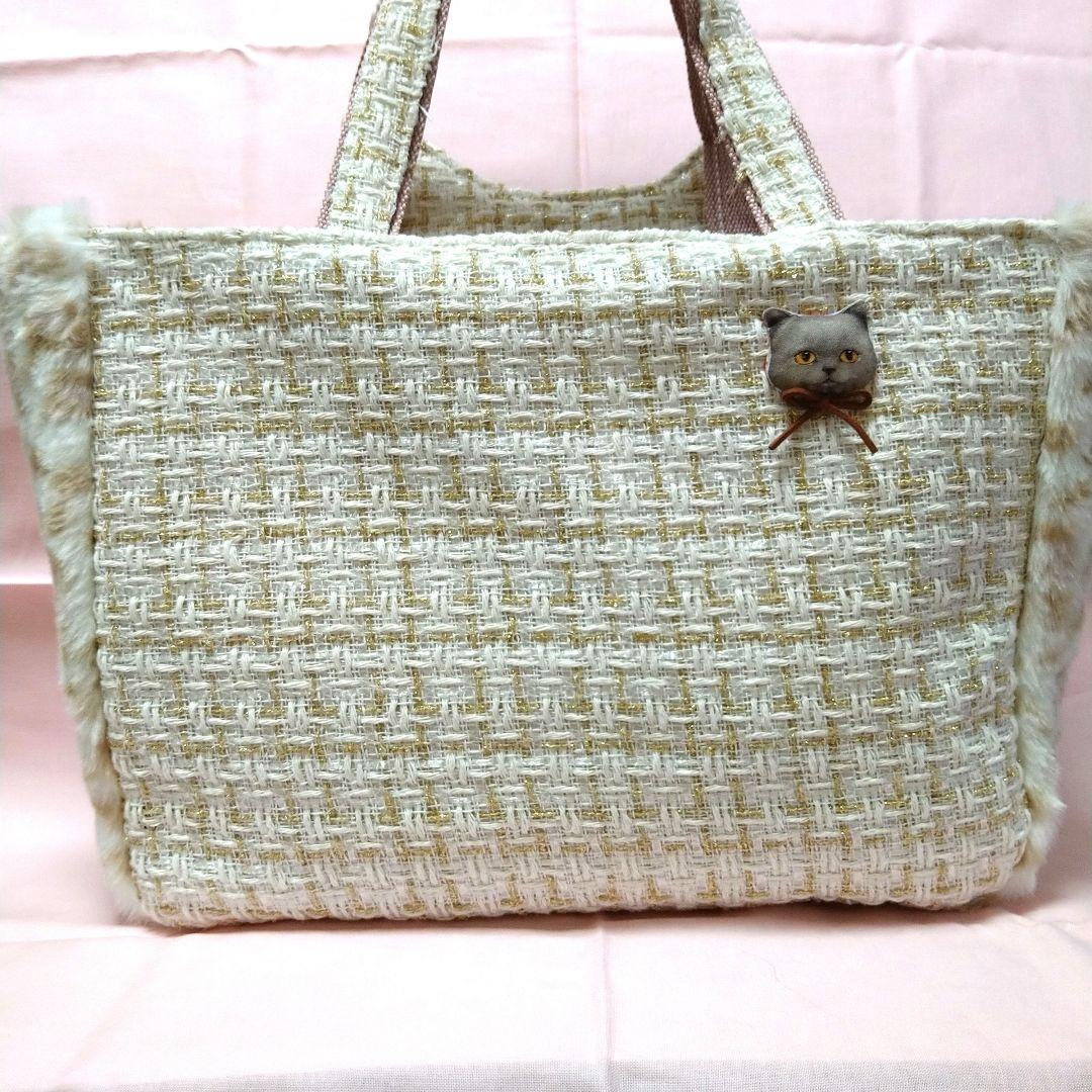 ゆ*ら様 コヤンイサムチョン☆横長トートバッグ ユキヒョウファー