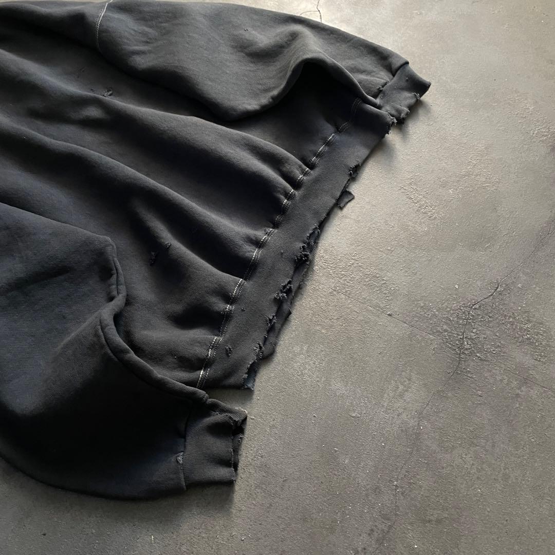 80s 万国旗“adidas”墨黒“XL“USA製“ペンキ”boro sweat