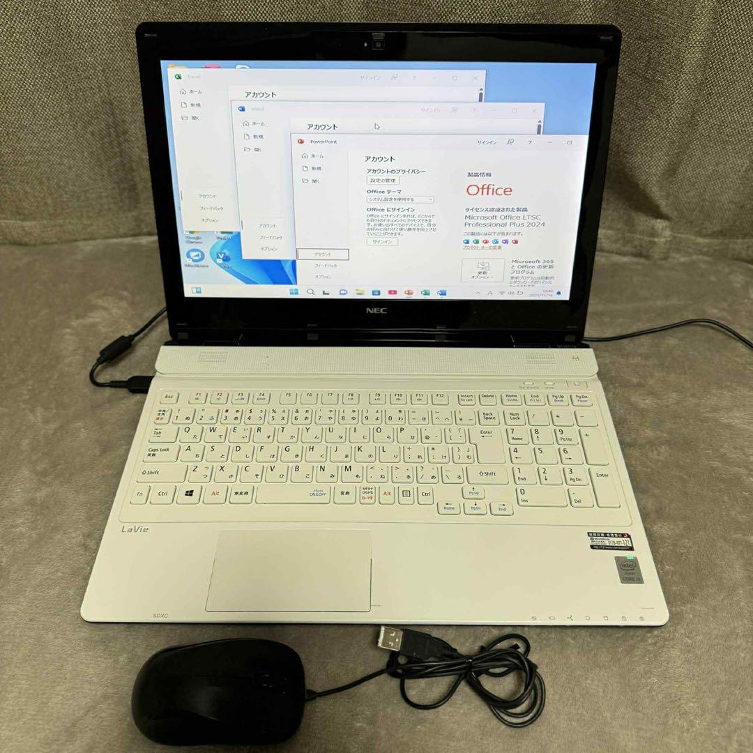 S244 NECノートパソコンWEBカメラSSD高速Windows11オフィス付 - メルカリ