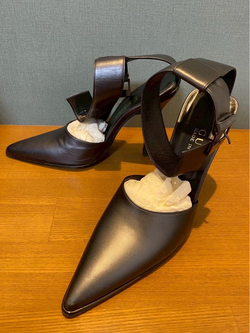 GUCCI グッチ アンクルストラップ ミュール パンプス ピンヒール