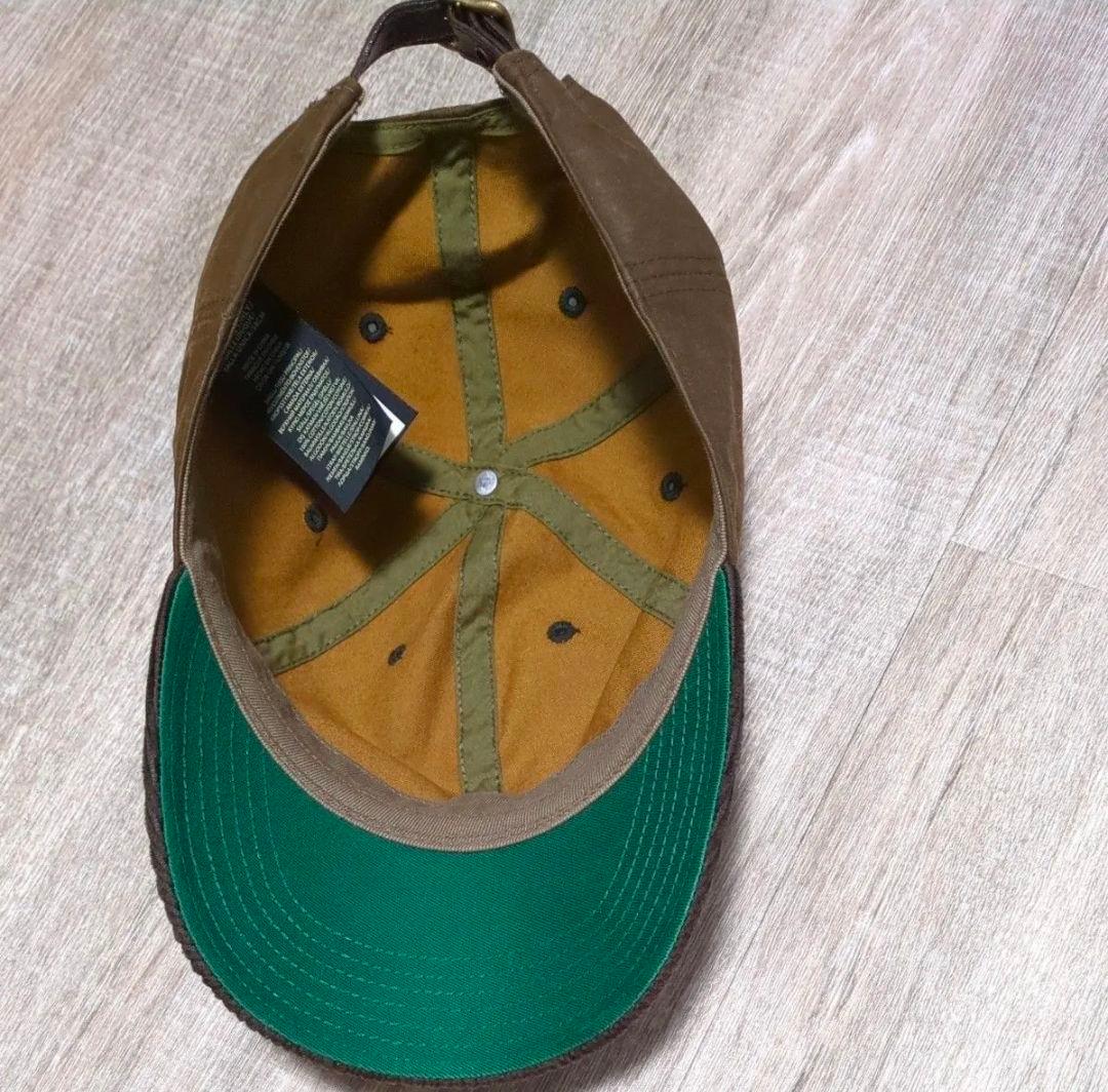 RRL ダブルアールエル コーデュロイオイルドキャップ ブラウン ロゴ