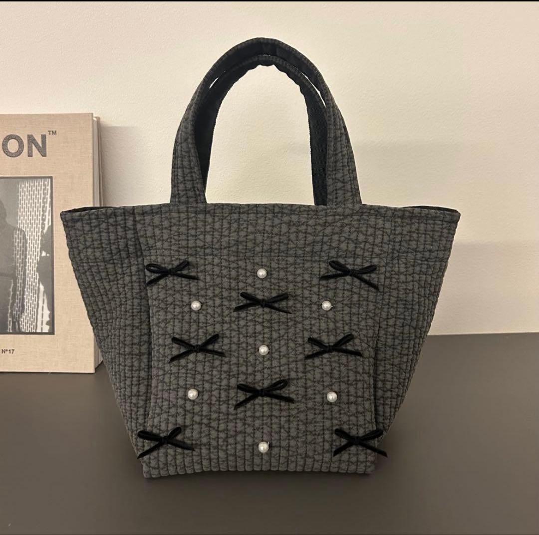 ♡T♡様♡リボンパール付きヌビバッグ - メルカリ