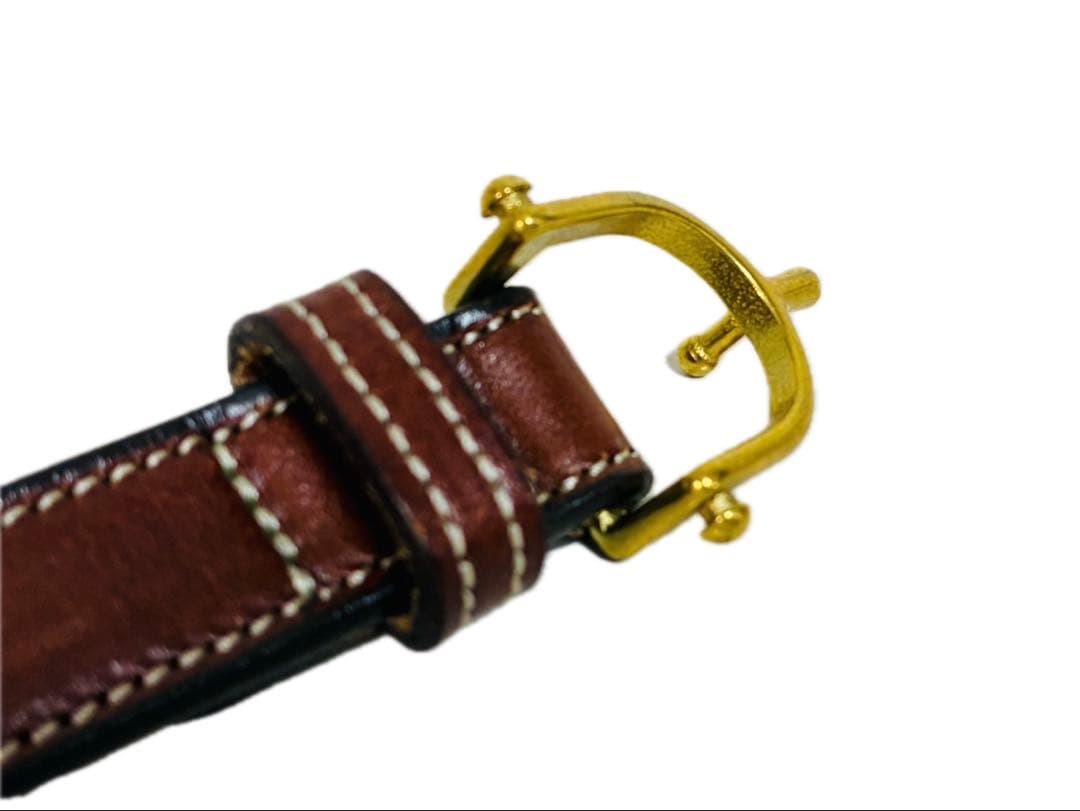 美品】トリーレザー レザーベルト シュプールバックル ブラウン ハバナ