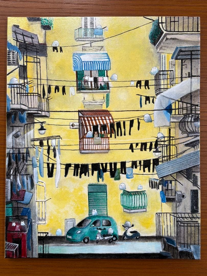 naples morning アクリル画 アクリル絵の具で「朝日と夕日」を描いてみた｜junya_art