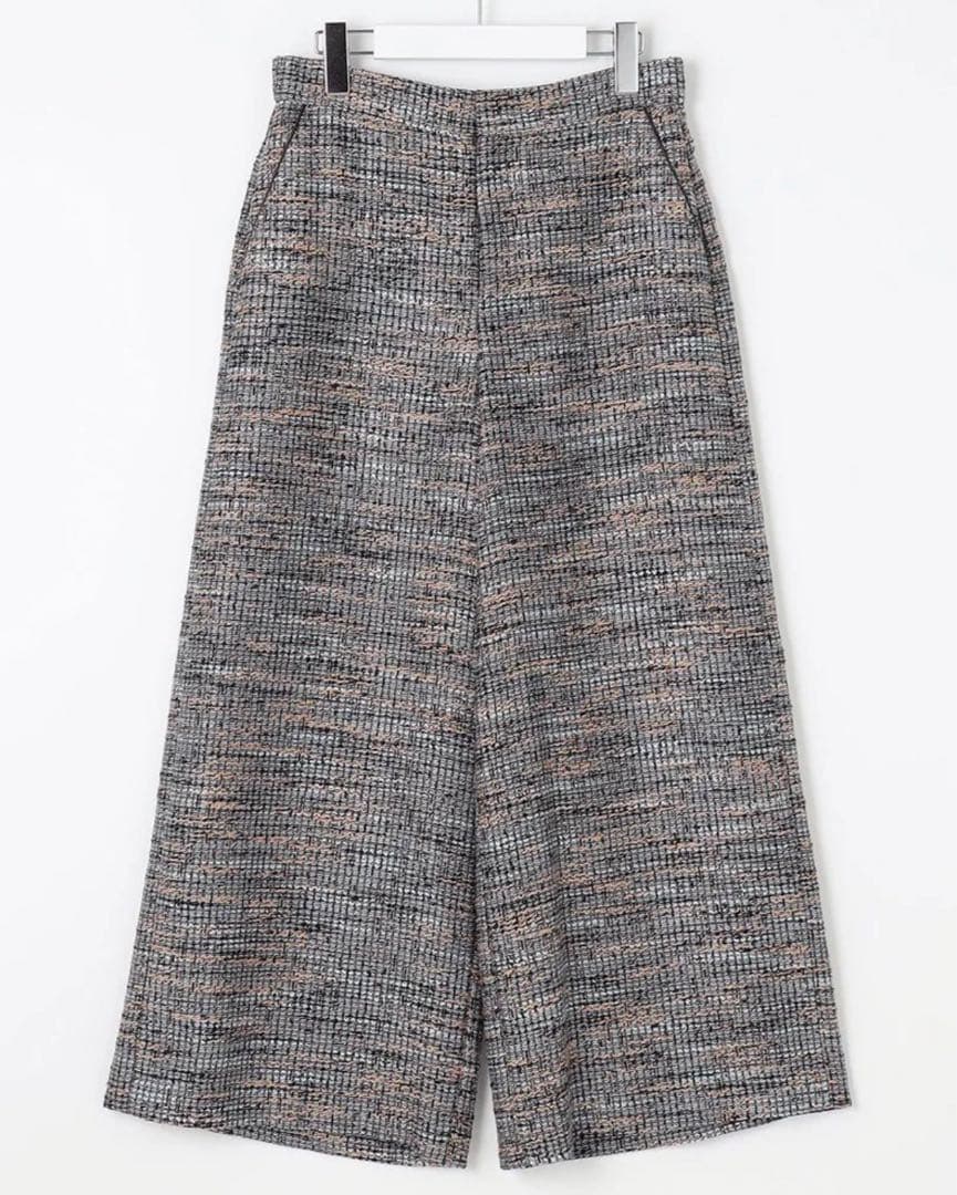 自由区 【洗える】エアリーツイードワイドクロップド パンツ Sサイズ セール】 【洗える】TWラチネストレッチワイドクロップド パンツ