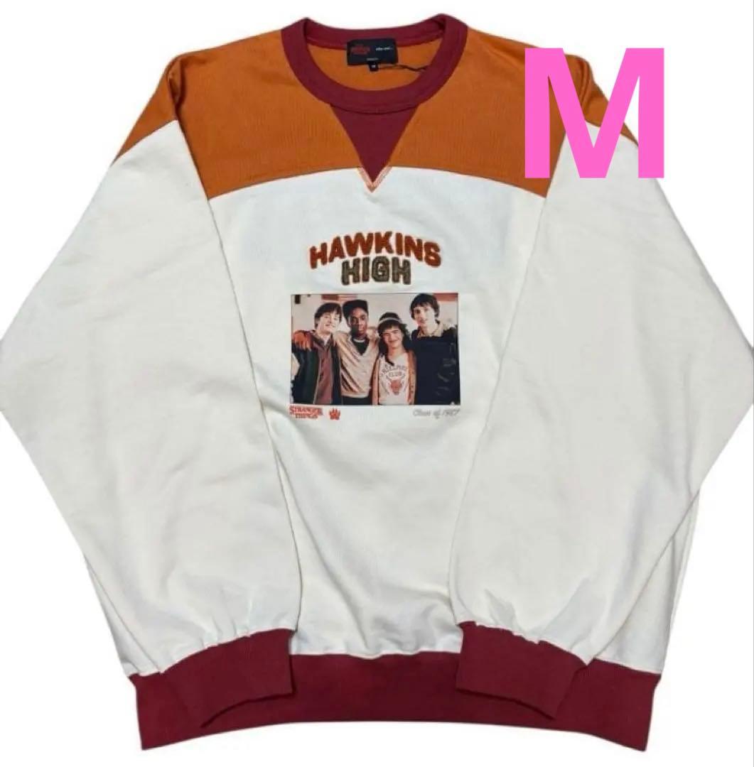 ◇新品◇【STRANGER THINGS】コラボ配色スウェット オレンジ M