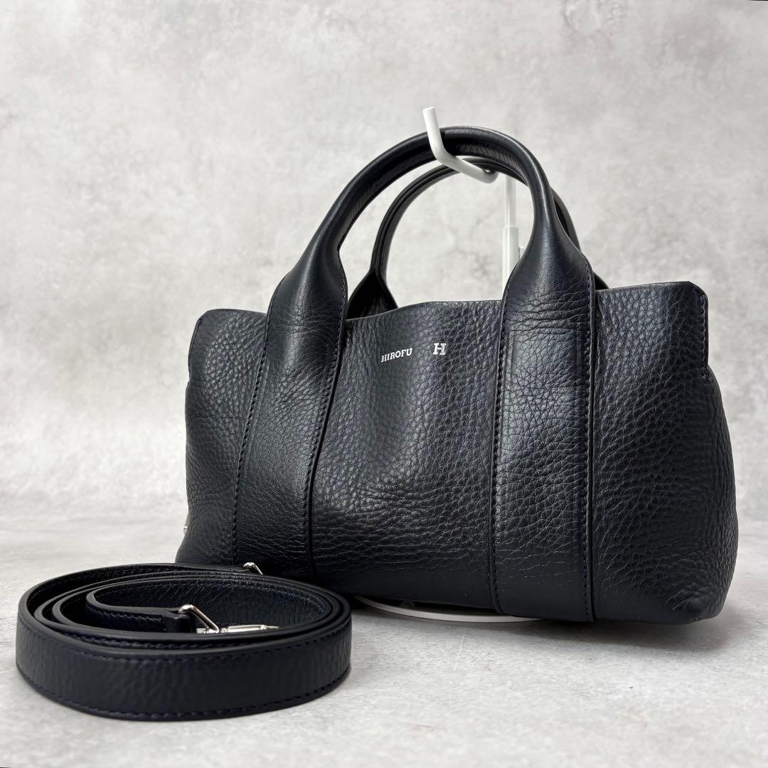 【未使用級】ヒロフ ランポS 2way ショルダーバッグ ネイビー レディース ポルタ】レザーショルダーバッグ S 本革（商品番号：P25-35420