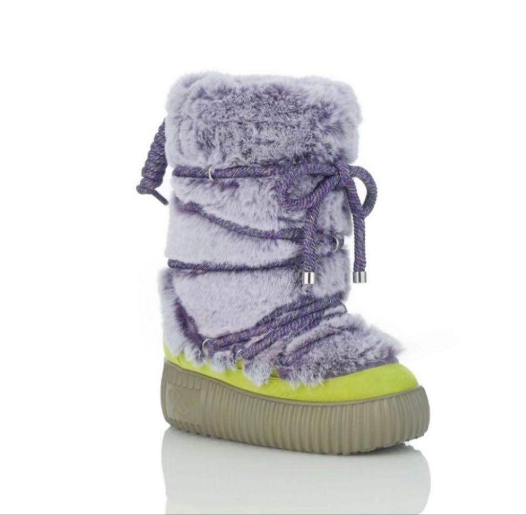 YELLO ファー ブーツ Mサイズ 中古・古着通販】YELLO (イエロー) ロングファーブーツ グレー サイズ