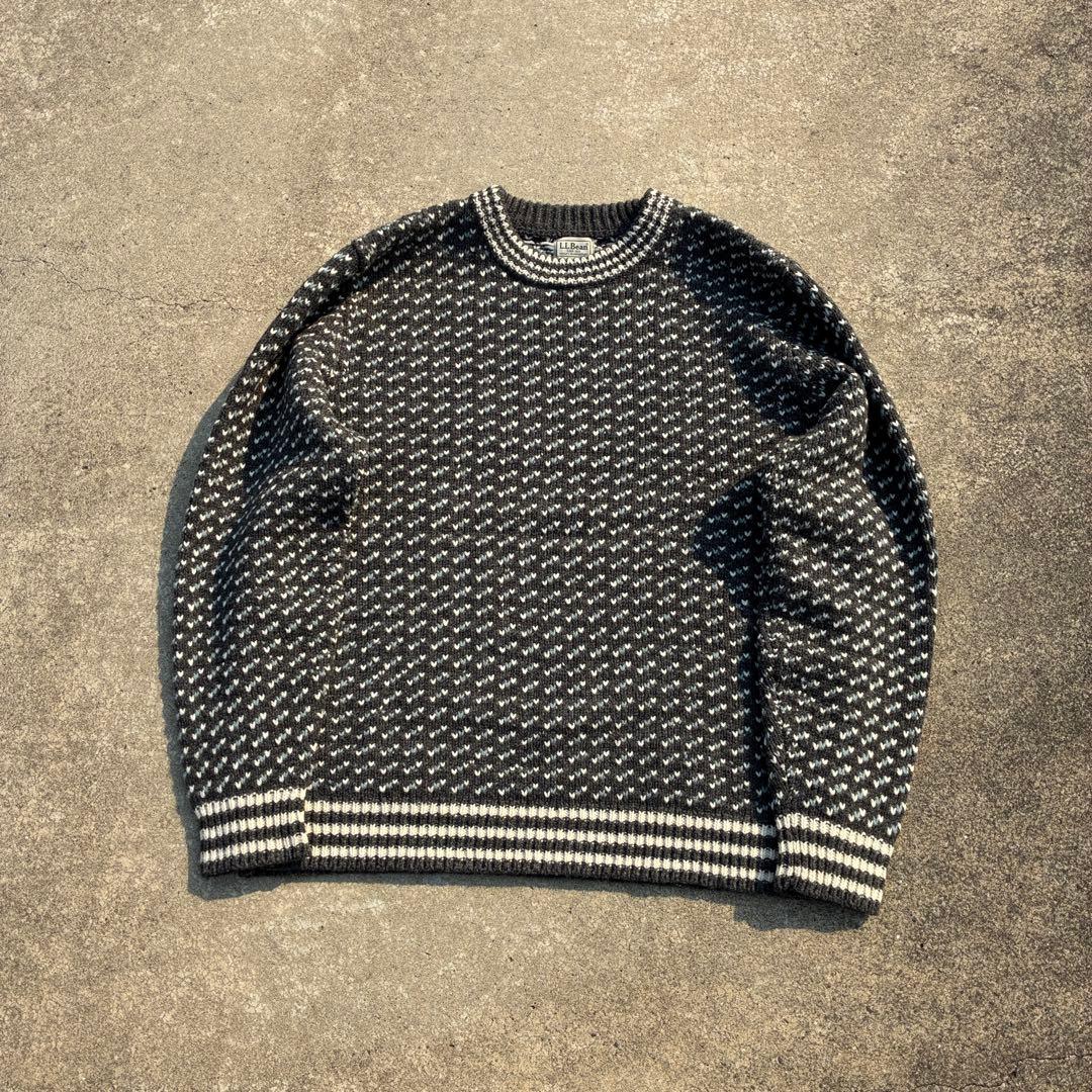 トップス 00s L.L.BEAN birds eye gray color knit