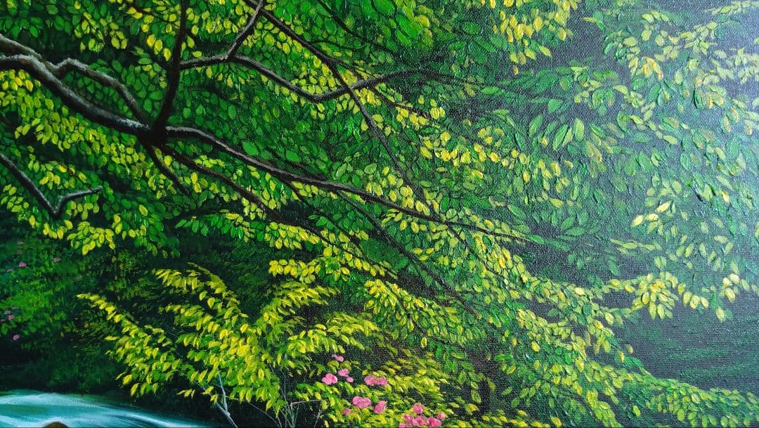 上河辺みち 油彩 「胡蝶蘭」額装 共シール 絵本挿絵画家 1974年 油絵 D