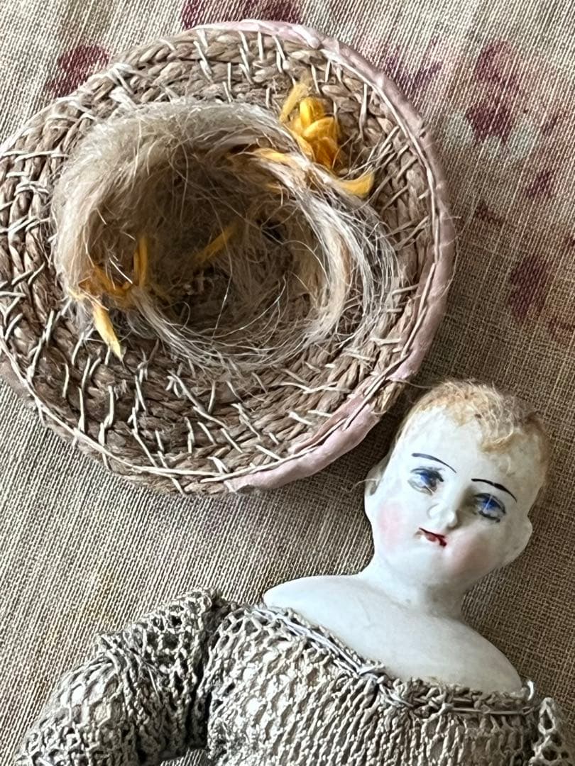 アンティークビスクドール陶器小さなドールミニョネット レトロ人形