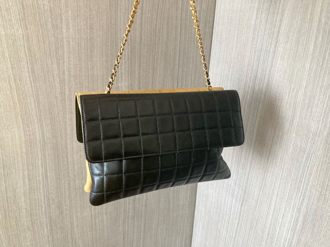 極美品♡ラムスキン チョコバー 2.55 バイカラー チェーンバッグ W