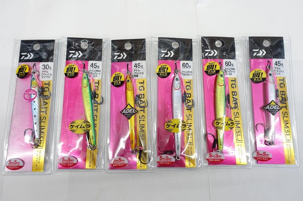 TGベイト 30ｇ・45ｇ・60ｇ スリム SLJ　新品６個セット！ DAIWA（ダイワ） ダイワ/DAIWA TGベイト SLJ (フック付き) 60g