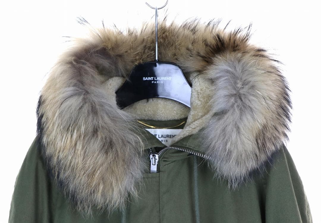 正規品 19aw saint laurent paris ムートンコート カーキ - メルカリ