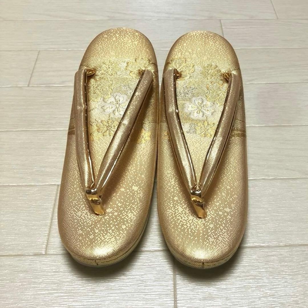 《未使用》佐賀錦　草履バッグセット　礼装　ゴールド