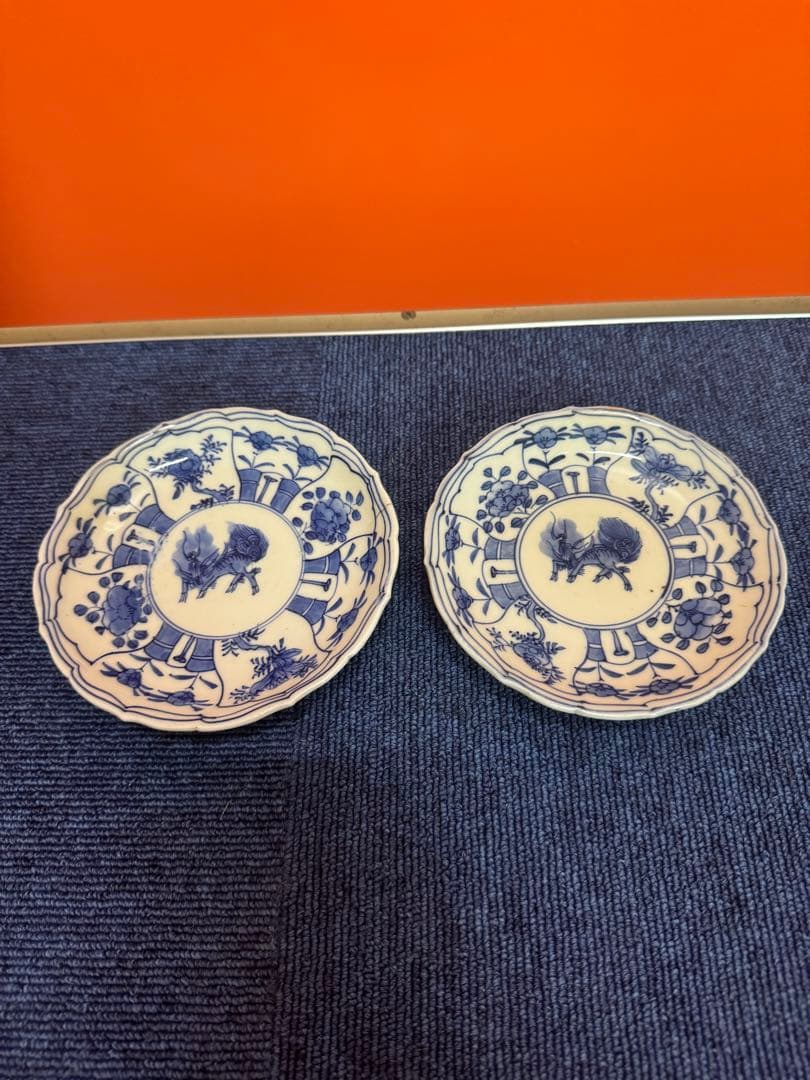 1857  古伊万里　染付青花　大明成化年製銘　皿　2客　時代 Yahoo!オークション -「大明成化年製」(染付) (伊万里、有田)の落札