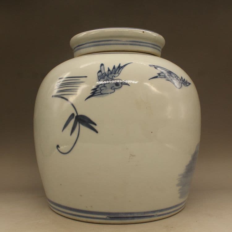 清光緒鯖牡丹花蓋缶 景徳鎮 陶磁器 装飾品 現代工芸品