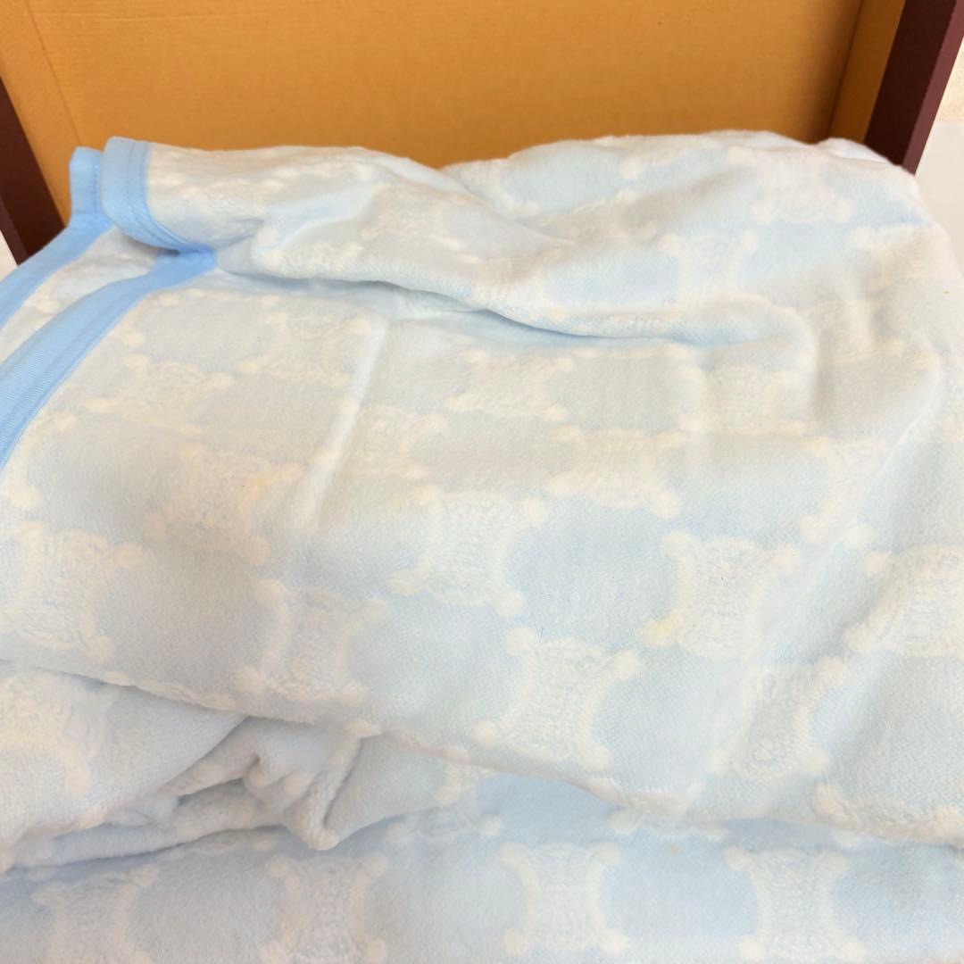 CELINE セリーヌ 綿毛布 トリオンフ マカダム総柄 ブルー