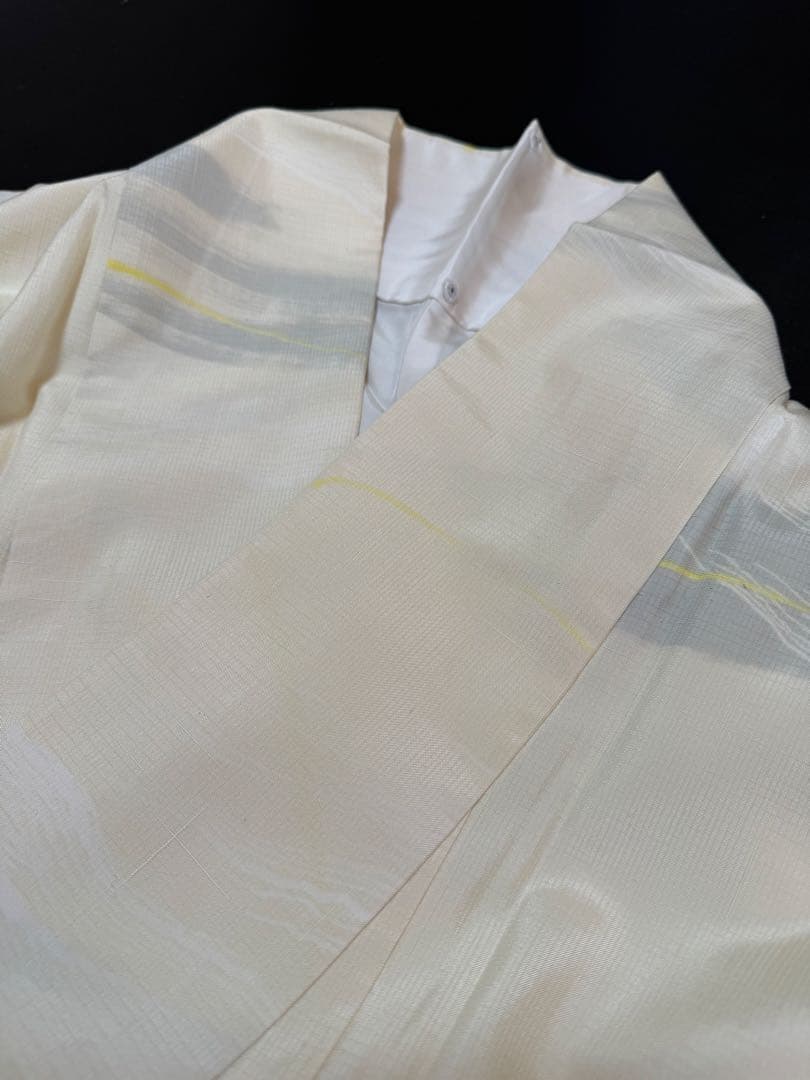 【銘品新品】旭日小綬章勲章「迫田龍鳳氏作」本場結城紬 オフホワイト色 トール寸