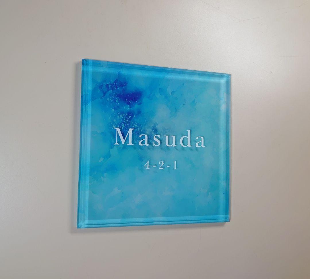 Ran様専用＊アクリル表札〔アクア〕＊4辺45度斜めカット