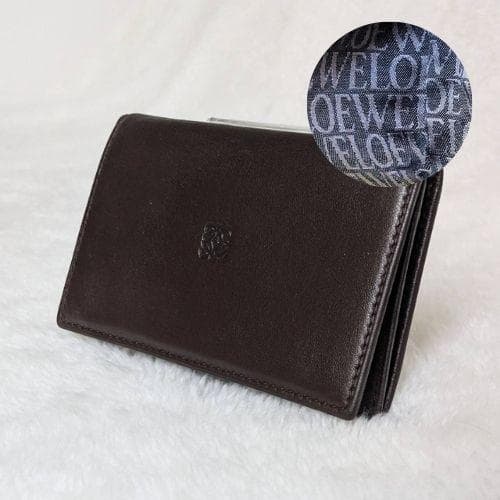 LOEWE カードケース 名刺入れ ダークブラウン レザー 二つ折り - メルカリ