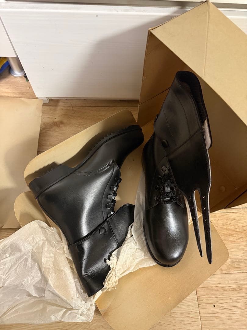 警察隊使用 編み上げブーツ 予備品 未使用 本革 25.5cm