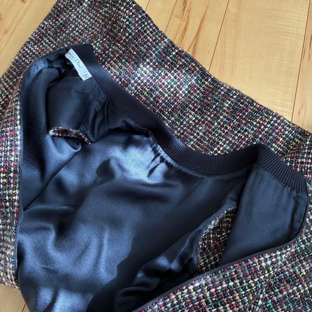 クリスチャンディオール】ワンピース ノースリーブ ツイード ラメ