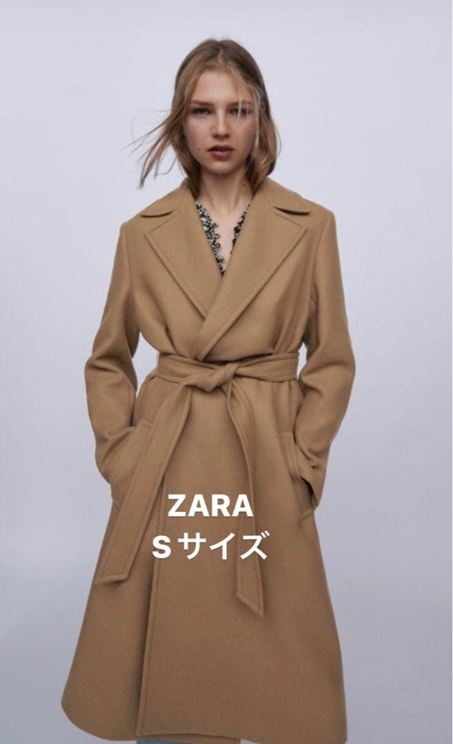 美品】ZARA ザラ ウール コート ブラック ベルト付き - メルカリ