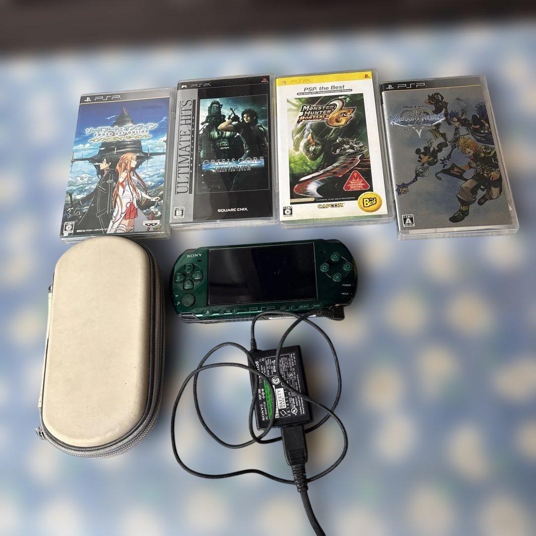 SONY PSP3000 グリーン本体 ソフト付き - メルカリ