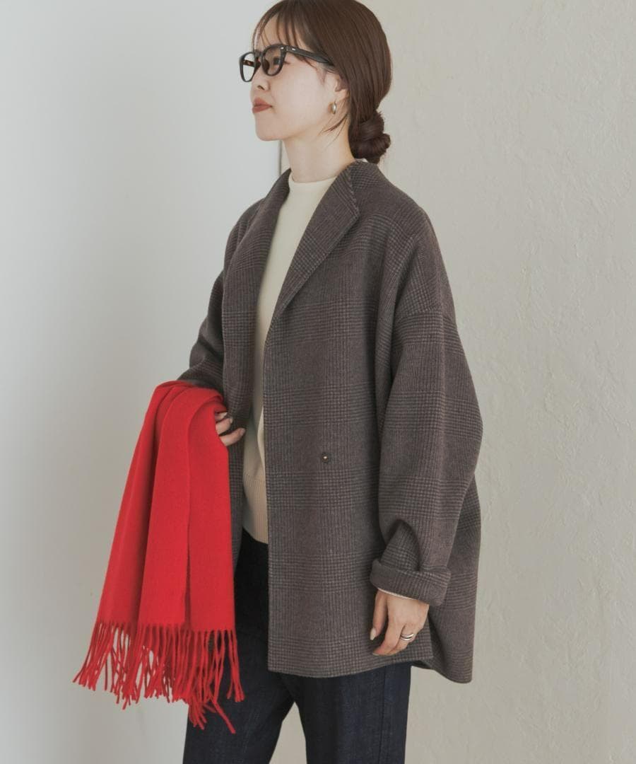 新品◆DOORS◆ウールリバーミドルガウンコート《BROWNCHECK》ドアーズ