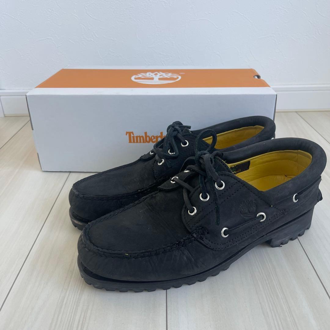 Timberland 3eye 26.5 ブラック Timberland Authentic 3Eye Lug Handsewn Boat Shoe 