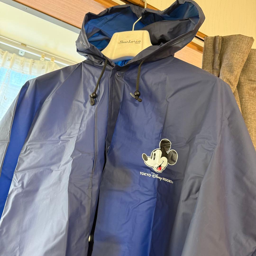 TDL限定品】ディズニー 公式 ミッキー刺繍 レインポンチョ ネイビー