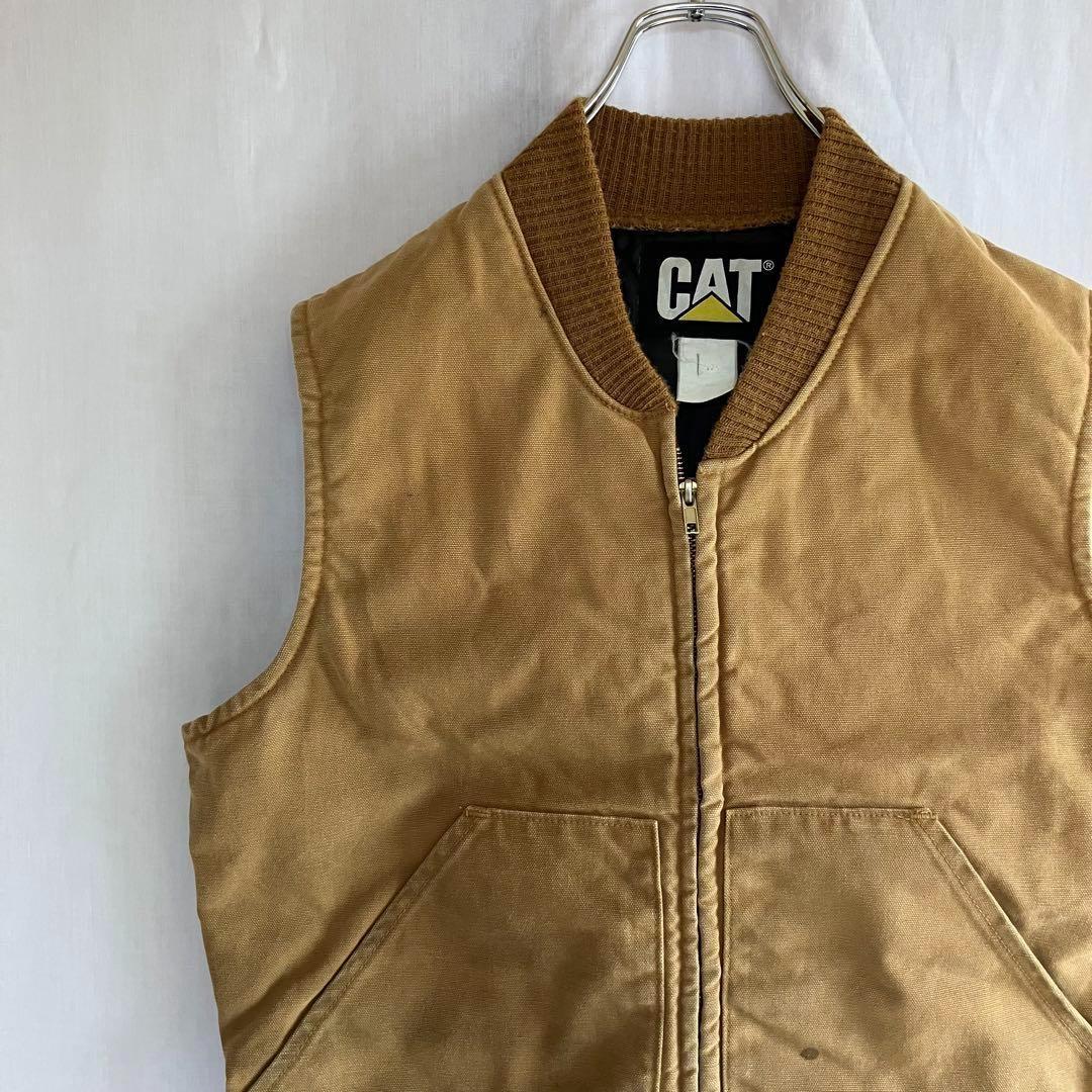 90's CAT キャタピラー ダック地 ベスト アクティブジャケット USA製
