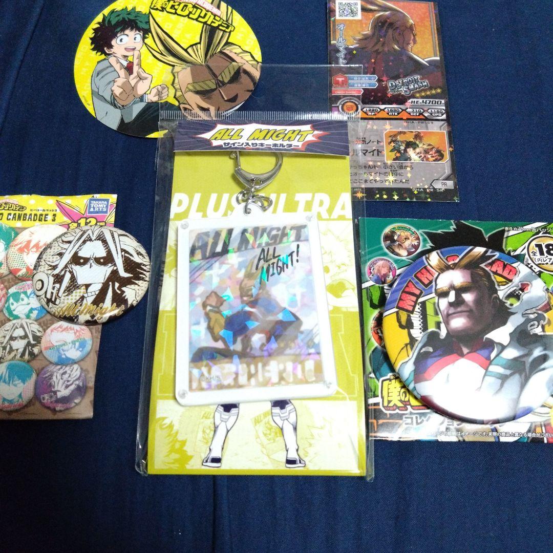 ヒロアカ オールマイトのサイン入りキーホルダー 原作 缶バッジ フェア