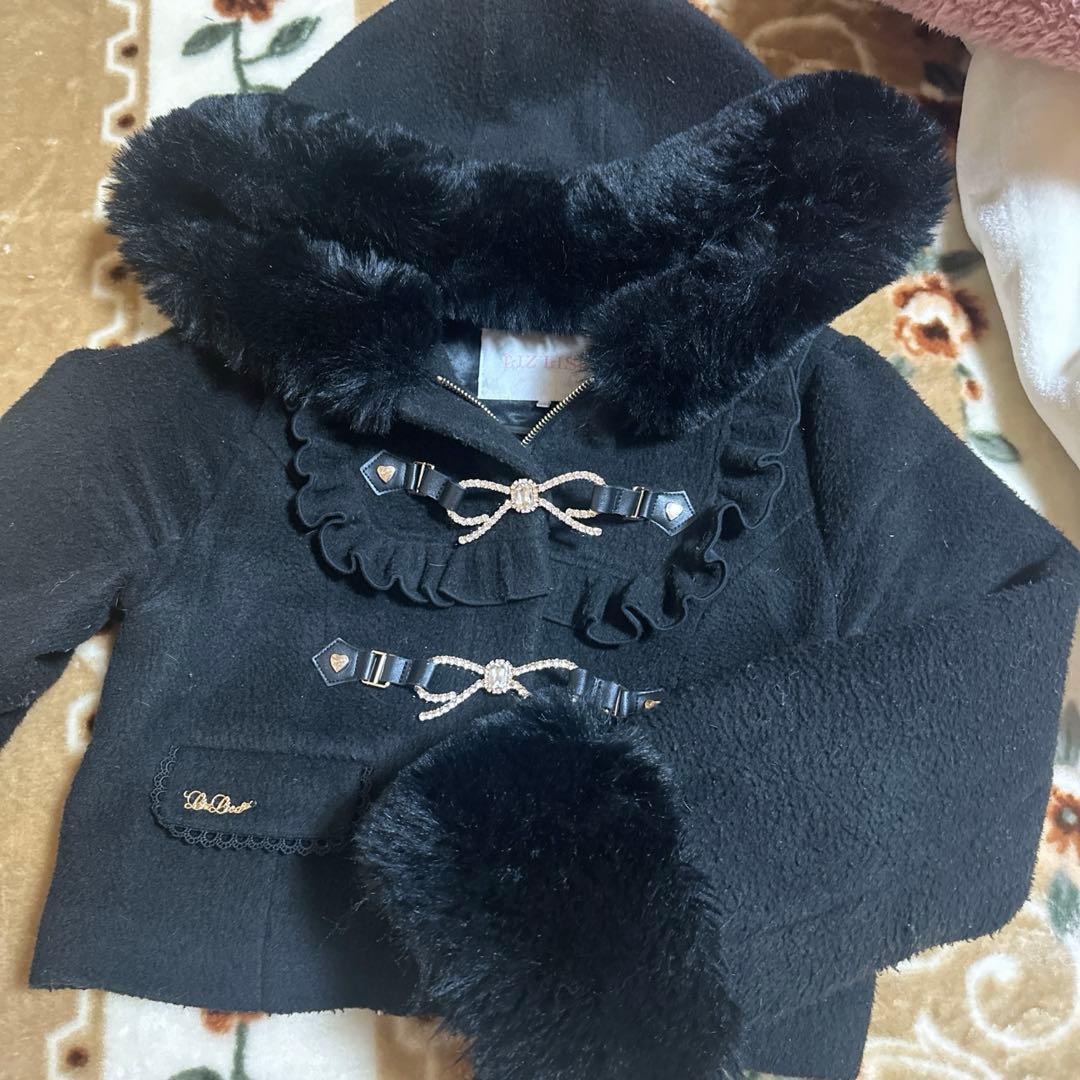 LIZLISA ビジューリボンショートフードコート ブラック - メルカリ